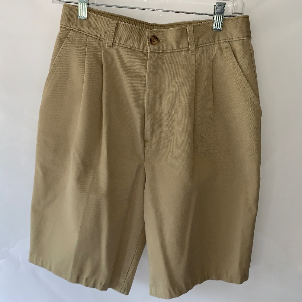 Vintage 80s 12P Chic Women's High Waist Pleated Front Khaki Shorts USA Made